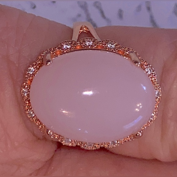 NWOT Necklace/Ring Set in Glamour Pink & Rose Gold Fill- Artificial Quartz Gems - Picture 5 of 16